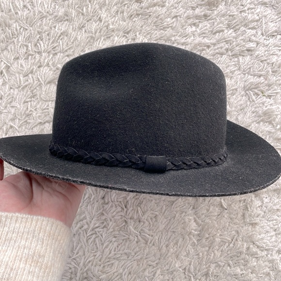F21 Black Felt Hat with Braided Trim Detail, size S/M - Picture 2 of 7